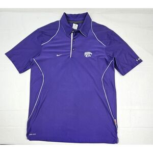 Nike Kansas State Polo‎ Shirt Mens Lrg. Snap Button Purple Drifit. K-State